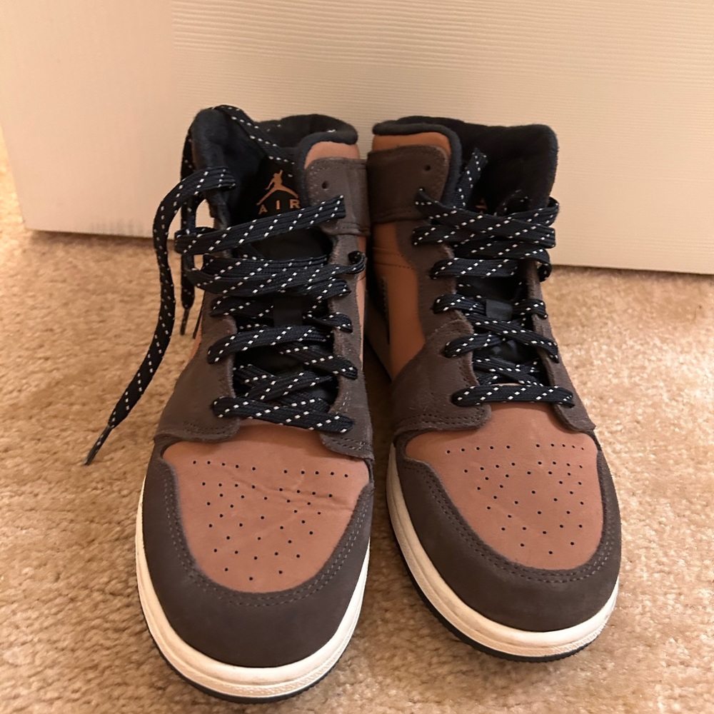 Jordan Brown and Black High-Top Sneakers